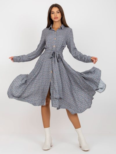 Veľkoobchod Modré midi šaty s potlačou RUE PARIS