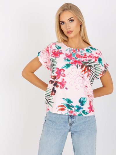 Veľkoobchod Svetloružová blúzka so vzorom RUE PARIS