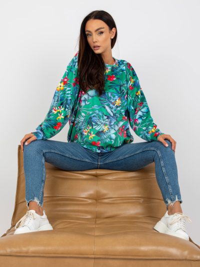 Veľkoobchodná Zelená velúrová mikina s kapucňou RUE PARIS