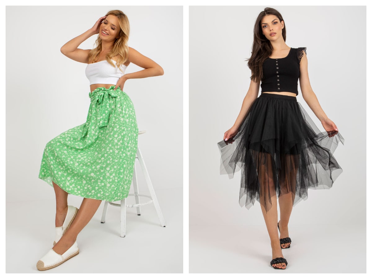 Rozšírená sukňa v jarnom šatníku